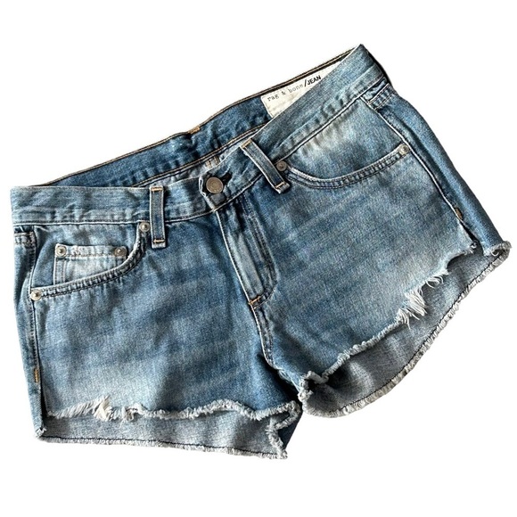 rag & bone Pants - RAG & BONE Jean shorts Denim 5 pocket Cut-offs Side slits Raw edge Size 24